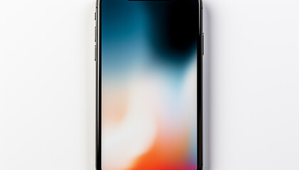 Modern abstract design of a shiny smartphone on blue backdrop generated by AI