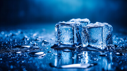 Icy Tranquility: Frozen Water and Ice Cubes in a Dance of Purity and Cool Refreshment