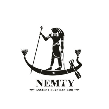 Ancient egyptian god nemty silhouette, middle east god Logo