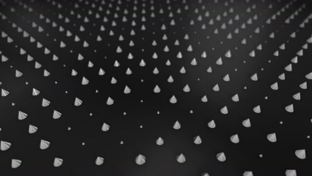 Seamless Looping 3d animated background with metallic cones in changing light and shadows