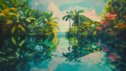 Tropical Paradise Detailed watercolor painting of a serene tropical Hawaiian landscape wallpaper,,
Tropical island and coral reef, sea bay -image Pro Photo

