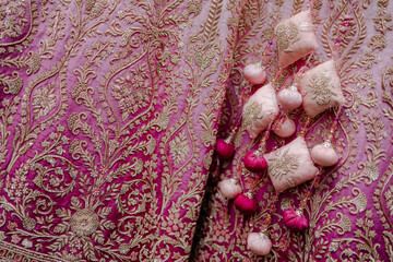 Indian bride's red wedding outfit textile, texture, pattern, fabric