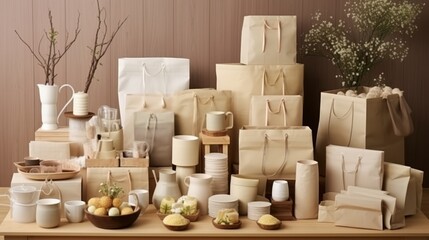Sustainable food delivery. zero waste with eco-friendly paper packaging and biodegradable materials