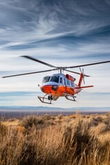 Fototapeta na wymiar Landing rescue helicopter