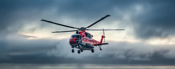 Deurstickers Landing rescue helicopter © piai