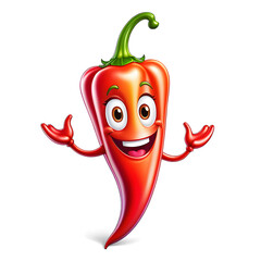 chili pepper vegetable character mascot on white background