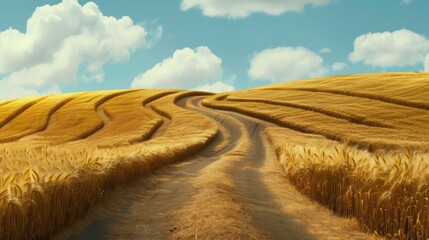 Vibrant summer day abstract background of a wheat plantation in the countryside landscape