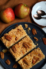 Pieces of delicious apple pie on a plate.