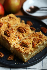 Pieces of delicious apple pie on a plate.