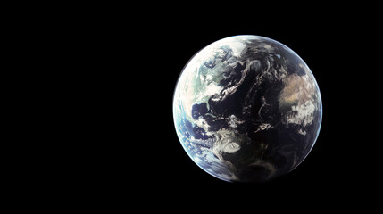 Sci-fi cinematic photography of blue planet  Earth isolated on a black background.
