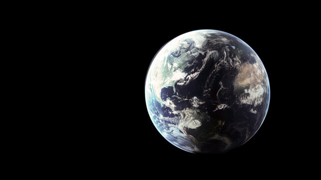 Sci-fi cinematic photography of blue planet  Earth isolated on a black background.