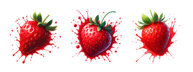 strawberry watercolor hand drawn on white background healthy fruit vector - obrazy, fototapety, plakaty