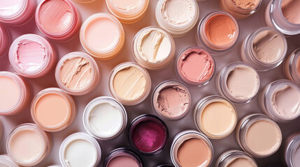 Close-up view showcasing range of different colors of makeup. Perfect for beauty and cosmetics-related projects