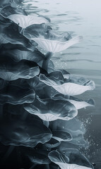 Naklejka premium Minimalistic and abstract art involving funghi like mushrooms