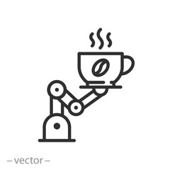 coffee robot icon, automation of hot drinks preparation, coffee machine, thin line symbol, vector illustration eps 10