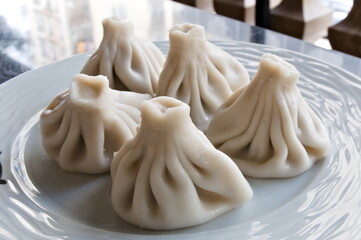 Georgian meal khinkali on the plate