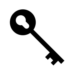 Black silhouette of house key. Vector illustration isolated on white background