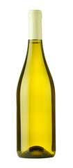 Wine in glass bottle isolated on white