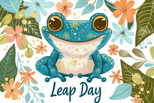 Frog in Leap Day concept. Background with selective focus and copy space. February 29