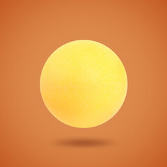 One ping pong ball in air on orange background