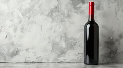 bottle of red wine on gray surface, matte white background generative ai