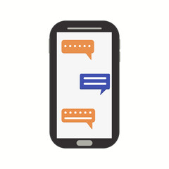 Speech bubble with notification new message on mobile phone. Online social conversation comment concept, chat emoji message on social media