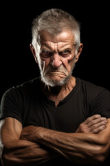 Obraz premium An angry elderly man standing with arms crossed
