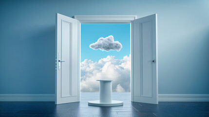 Concept of new opportunities, doorway in the sky leading to dreams and success, abstract and inspirational design