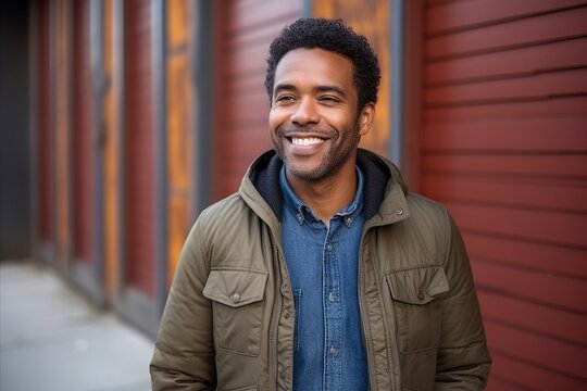 Portrait of a handsome african american man smiling in the city
