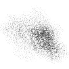 Gradient noise grain texture stains, black and white dotted spray shades, and sand dust spots.Halftone splatter forms forming dark lack stipple grain smoke or steam.