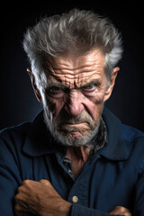 Obraz premium An angry elderly man standing with arms crossed