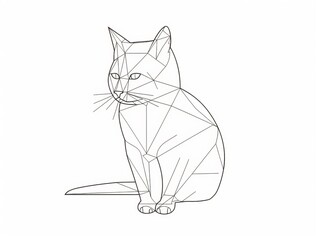 Fototapeta na wymiar Geometric Cat Illustration with a Modern Minimalist Design