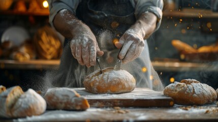 baker in baking process generative ai - obrazy, fototapety, plakaty