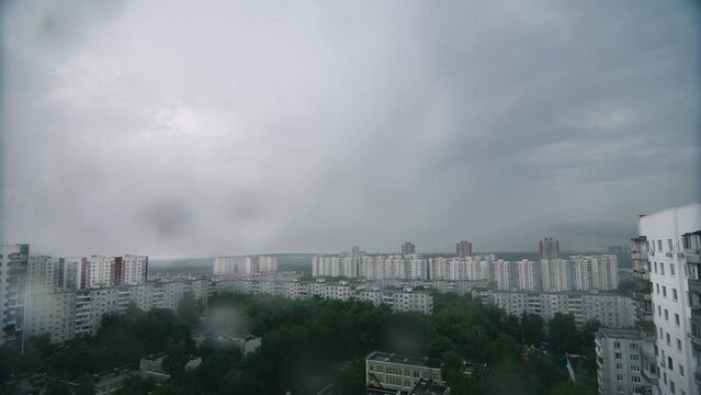 Timelapse of thunderstorm in the city