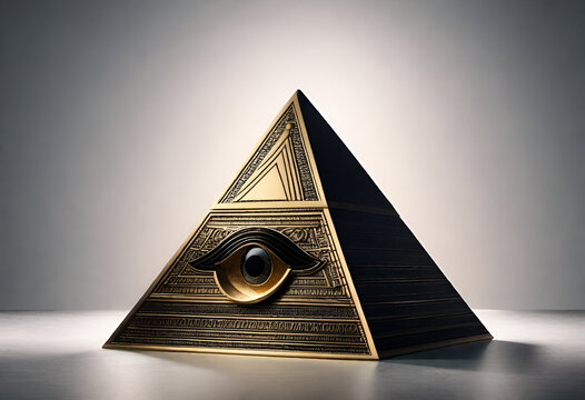 pyramid with one eye on it, freemasons symbol on minimal background