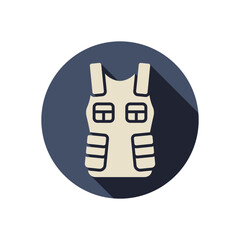 Military body armour flat style vector icon. Army equipment.