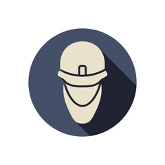 Military protective helmet flat style vector icon. Army equipment.