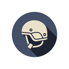Military protective helmet flat style vector icon. Army equipment.