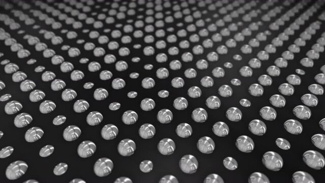 Seamless Looping 3d animated background with metallic orbs in changing light and shadows