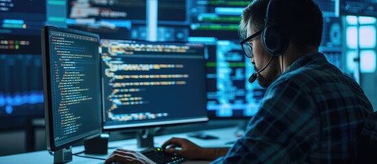 Collaborative work on coding, cybersecurity, and data science involving computer teams, programmers, and AI developers using ERP software, coding systems, and cloud computing.