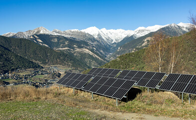 some solar panels on a piece of land, concept of renewable energy, construction