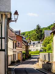 Street in a French medieval town of Normandy