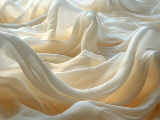 Obraz premium Wavy White Silk Smooth Flowing Background. Satin Luxurious Textile Background