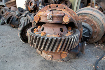 Car gearbox in disassembled form