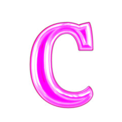 Neon purple character. letter c