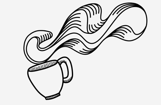 Mug, liquid splash, abstraction vector image.