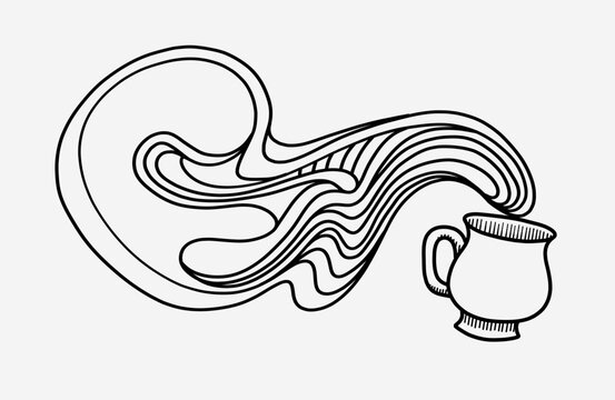 Mug, liquid splash, abstraction vector image.