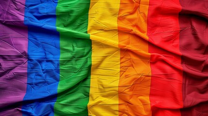 Bold and vibrant, a fabric rainbow flag proudly waves in the wind, representing unity and equality for all