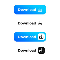 Blue and white download button set