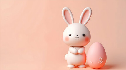 Obraz premium 3d cute easter bunny on peach background